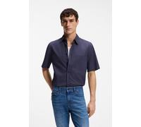 Kurzarmhemd BOSS ORANGE, Herren, Gr. 3XL, N-Gr, navy418, Web, Obermaterial: 100% Baumwolle, unifarben, regular fit normal, Rundhals, abgesteppte Kante, Hemden, Regular Fit, Kentkragen, Kurzarm (946634