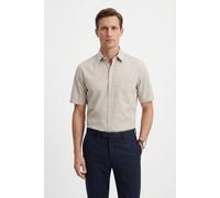 Kurzarmhemd BOSS ORANGE, Herren, Gr. M (39/40), N-Gr, open grau070, Web, Obermaterial: 100% Baumwolle, unifarben, regular fit normal, Rundhals, abgesteppte Kante, Hemden, Regular Fit, Kentkragen, Kurz