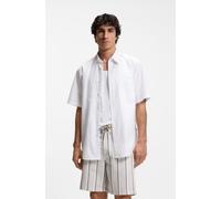 Kurzarmhemd BOSS ORANGE, Herren, Gr. M, N-Gr, weiß100, Web, Obermaterial: 100% Baumwolle, unifarben, regular fit normal, Rundhals, abgesteppte Kante, Hemden, Regular Fit, Kentkragen, Kurzarm (63110250