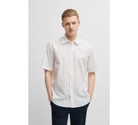 Kurzarmhemd BOSS ORANGE "Rash", Herren, Gr. L, N-Gr, weiß (weiß100), Web, Obermaterial: 100% Baumwolle, unifarben, regular fit, hoch geschlossener Ausschnitt, eingesetzt normaler Saum, Hemden, mit dur