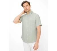 Kurzarmhemd BRAX "Style DAN", Herren, Gr. M, Normalgrößen, graugrün, Web, 100% Leinen, Hemden (51993625-M) graugrün