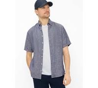 Kurzarmhemd BRAX "Style DAN", Herren, Gr. S, Normalgrößen, blau (dunkelblau), Web, 100% Leinen, Hemden (69164028-S) dunkelblau
