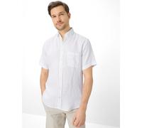 Kurzarmhemd BRAX "Style DAN", Herren, Gr. S, Normalgrößen, weiß, Web, 100% Leinen, Hemden (49158929-S) weiß