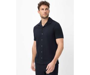 Kurzarmhemd BRAX "Style PAJO", Herren, Gr. L, Normalgrößen, schwarz (navy), 53% Baumwolle, 45% Polyester, 2% Elasthan, Hemden (31823344-L) navy