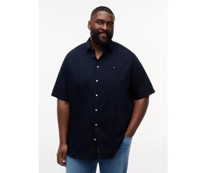 Kurzarmhemd "BT-FLEX POPLIN SOLID", Herren, Gr. 3XL, N-Gr, desert sky, Web, Obermaterial: 100% Baumwolle, TOMMY HILFIGER BIG & TALL, regular fit normal, Rundhals, eingesetzt abgesteppte Kante, Hemden,