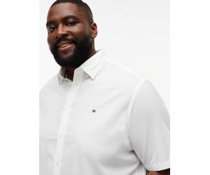 Kurzarmhemd "BT-FLEX POPLIN SOLID", Herren, Gr. XXL, N-Gr, weiß, Web, Obermaterial: 100% Baumwolle, TOMMY HILFIGER BIG & TALL, regular fit normal, Rundhals, eingesetzt abgesteppte Kante, Hemden, Große