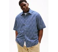 Kurzarmhemd "BT-LINEN BLEND AOP SS RF SHIRT-B", Herren, Gr. XXL, N-Gr, beige (preppy navy, ivory petal), Web, Obermaterial: 84% Baumwolle, 16% Leinen, TOMMY HILFIGER BIG & TALL, gemustert, mehrfarbig,