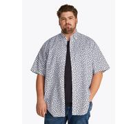 Kurzarmhemd "BT-LINEN BLEND MPRINT", Herren, Gr. 4XL, N-Gr, weiß, Web, Obermaterial: 52% Baumwolle, 48% Leinen, TOMMY HILFIGER BIG & TALL, Hemden, mit Allover-Print, Große Größen (38154113-4XL) weiß