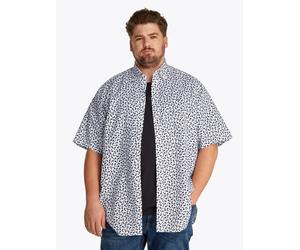 Kurzarmhemd "BT-LINEN BLEND MPRINT", Herren, Gr. 5XL, N-Gr, weiß, Web, Obermaterial: 52% Baumwolle, 48% Leinen, TOMMY HILFIGER BIG & TALL, Hemden Kurzarmhemd, mit Allover-Print, Große Größen (38154113