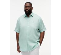 Kurzarmhemd "BT- LINEN BLND SOLID", Herren, Gr. 3XL, N-Gr, crushed mint, Web, Obermaterial: 52% Baumwolle, 48% Leinen, TOMMY HILFIGER BIG & TALL, regular fit, Hemden, Große Größen, Button-down-Kragen,