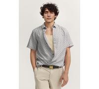 Kurzarmhemd BUGATTI, Herren, Gr. 4XL, Normalgrößen, 160, oliv, Canvas, 100% Baumwolle, unifarben, normal, Hemden, elegant mit Allover-Muster (72760243-4XL) 160, oliv