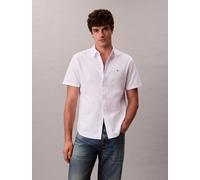 Kurzarmhemd CALVIN KLEIN JEANS "CLASSIC OXFORD SHIRT", Herren, Gr. S, N-Gr, brilliant weiß, Web, Obermaterial: 98% Baumwolle, 2% Elasthan, unifarben, klassisch normal, Rundhals, eingesetzt gerader Abs