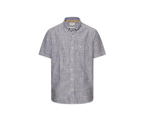 Kurzarmhemd CAMEL ACTIVE, Herren, Gr. M, N-Gr, schwarz navy, Web, Obermaterial: 100% Baumwolle, gestreift, normal hüftbedeckend, Rundhals, Hemden, Kurzarm, aus Baumwolle, mit Streifen-Design, normale
