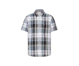 Kurzarmhemd CAMEL ACTIVE, Herren, Gr. XL, N-Gr, schwarz navy, Web, Obermaterial: 100% Baumwolle, kariert, normal hüftbedeckend, Rundhals, Hemden, mit Button-Down-Kragen und im Karo-Look (84625260-XL)