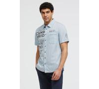 Kurzarmhemd CAMP DAVID, Herren, Gr. 3XL, Normalgrößen, silber blau, Web, Material: 100% Baumwolle, Strukturmuster, bedruckt, bestickt, regular fit normal, gerader Abschluss, Hemden, mit Brusttasche (5