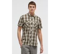 Kurzarmhemd CAMP DAVID, Herren, Gr. M, Normalgrößen, braun (schwarz wood), Web, Material: 100% Baumwolle, figurbetont normal, Umschlagsaum, Hemden, mit Klappentaschen (35007360-M) schwarz wood