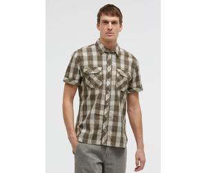 Kurzarmhemd CAMP DAVID, Herren, Gr. M, Normalgrößen, schwarz wood, Web, Material: 100% Baumwolle, bedruckt, bestickt, kariert, figurbetont normal, Umschlagsaum, Hemden, mit Klappentaschen (35007360-M)