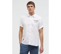 Kurzarmhemd CAMP DAVID, Herren, Gr. M, Normalgrößen, weiß, Web, Material: 100% Leinen, bedruckt, regular fit normal, Umschlagsaum, Hemden, mit Kentkragen (44440838-M) weiß