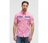 Kurzarmhemd CAMP DAVID, Herren, Gr. XL, Normalgrößen, pink, Web, Material: 100% Baumwolle, Strukturmuster, bedruckt, bestickt, regular fit normal, gerader Abschluss, Hemden, mit Kentkragen (31546013-X