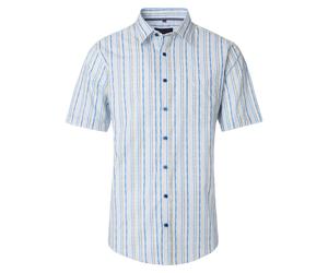 Kurzarmhemd CASAMODA "CASAMODA Freizeithemd Kurzarm gestreift", Herren, Gr. M, Normalgrößen, blau (hellblau), 100% Baumwolle, gestreift, lässig geschnitten, Hemden (31232409-M) hellblau