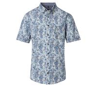 Kurzarmhemd CASAMODA "CASAMODA Freizeithemd Kurzarm Print", Herren, Gr. 3XL, Normalgrößen, blau (grünblau), 100% Baumwolle, bedruckt, lässig geschnitten, Hemden (43241606-XXXL) grünblau