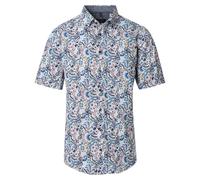 Kurzarmhemd CASAMODA "CASAMODA Freizeithemd Kurzarm Print", Herren, Gr. L, Normalgrößen, blau, 100% Baumwolle, bedruckt, lässig geschnitten, Hemden (30895126-L) blau