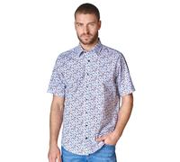 Kurzarmhemd CASAMODA "CASAMODA Freizeithemd Kurzarm Print", Herren, Gr. L, Normalgrößen, blau, 100% Baumwolle, bedruckt, lässig geschnitten, Hemden (33974015-L) blau