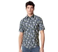 Kurzarmhemd CASAMODA "CASAMODA Freizeithemd Kurzarm Print", Herren, Gr. L, Normalgrößen, blau (dunkelblau), 100% Baumwolle, bedruckt, lässig geschnitten, Hemden (53775823-L) dunkelblau