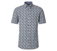 Kurzarmhemd CASAMODA "CASAMODA Freizeithemd Kurzarm Print", Herren, Gr. L, Normalgrößen, blau (dunkelblau), 100% Baumwolle, bedruckt, comfort fit, Hemden (55322661-L) dunkelblau