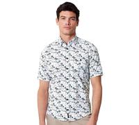 Kurzarmhemd CASAMODA "CASAMODA Freizeithemd Kurzarm Print", Herren, Gr. L, Normalgrößen, blau (graues mittelblau), 100% Baumwolle, bedruckt, lässig geschnitten, Hemden (12778529-L) graues mittelblau