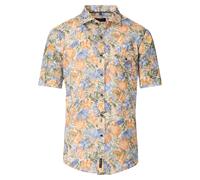 Kurzarmhemd CASAMODA "CASAMODA Freizeithemd Kurzarm Print", Herren, Gr. L, Normalgrößen, orange, 100% Baumwolle, bedruckt, lässig geschnitten, Hemden (42202863-L) orange