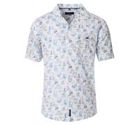 Kurzarmhemd CASAMODA "CASAMODA Freizeithemd Kurzarm Print", Herren, Gr. S, Normalgrößen, blau (hellblau), 100% Baumwolle, bedruckt, lässig geschnitten, Hemden (83625560-S) hellblau