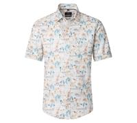 Kurzarmhemd CASAMODA "CASAMODA Freizeithemd Kurzarm Print", Herren, Gr. XL, Normalgrößen, bunt (beige), 52% Leinen, 48% Baumwolle, bedruckt, lässig geschnitten, Hemden (75821124-XL) beige