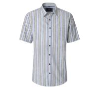 Kurzarmhemd CASAMODA "CASAMODA Leinenhemd Kurzarm gestreift", Herren, Gr. 3XL, Normalgrößen, blau, 55% Leinen, 45% Baumwolle, gestreift, lässig geschnitten, Hemden (49459653-XXXL) blau