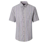 Kurzarmhemd CASAMODA "CASAMODA Leinenhemd Kurzarm gestreift", Herren, Gr. 3XL, Normalgrößen, blau, 50% Leinen, 50% Baumwolle, gestreift, lässig geschnitten, Hemden (69580002-XXXL) blau