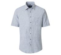 Kurzarmhemd CASAMODA "CASAMODA Leinenhemd Kurzarm gestreift", Herren, Gr. M, Normalgrößen, blau, 55% Leinen, 45% Baumwolle, gestreift, lässig geschnitten, Hemden (13542916-M) blau