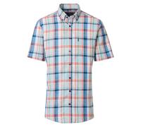 Kurzarmhemd CASAMODA "CASAMODA Leinenhemd Kurzarm kariert", Herren, Gr. 4XL, Normalgrößen, blau, 55% Leinen, 45% Baumwolle, kariert, comfort fit, Hemden (59384421-4XL) blau
