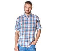 Kurzarmhemd CASAMODA "CASAMODA Leinenhemd Kurzarm kariert", Herren, Gr. 5XL, Normalgrößen, blau, 55% Leinen, 45% Baumwolle, kariert, lässig geschnitten, Hemden (95859305-5XL) blau