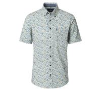 Kurzarmhemd CASAMODA "CASAMODA Leinenhemd Kurzarm Print", Herren, Gr. 6XL, Normalgrößen, grün, 55% Leinen, 45% Baumwolle, bedruckt, comfort fit, Hemden (95915032-6XL) grün