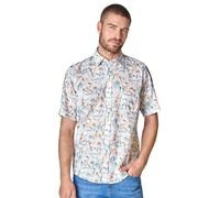 CASAMODA Leinenhemd Kurzarm Print Casual Fit Beige M