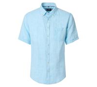Kurzarmhemd CASAMODA "CASAMODA Leinenhemd Kurzarm uni", Herren, Gr. 3XL, Normalgrößen, helltürkis, 100% Leinen, unifarben, lässig geschnitten, Hemden (40125105-XXXL) helltürkis