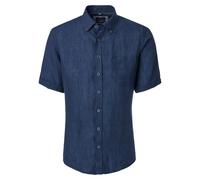 Casa Moda Casual Fit Leinenhemd blau, Einfarbig