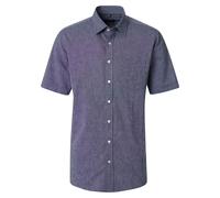 Kurzarmhemd CASAMODA "CASAMODA Leinenhemd Kurzarm uni", Herren, Gr. XL, Normalgrößen, blau, 70% Baumwolle, 30% Leinen, unifarben, comfort fit, Hemden (58784641-XL) blau