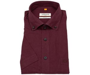 Kurzarmhemd - Casual Fit - Leinen Mix - Button Down Kragen - rot Redmond