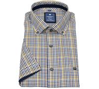 Kurzarmhemd - Comfort Fit - Button Down Kragen - kariert - blau / gelb Redmond
