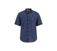 Kurzarmhemd FYNCH-HATTON, Herren, Gr. L, N-Gr, blau (marine), Web, Obermaterial: 80% Leinen, 20% Baumwolle, unifarben, regular fit normal, ohne Ausschnitt, gerader Abschluss, Hemden, Kurzarm, aus Lein