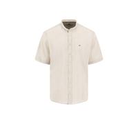 Kurzarmhemd FYNCH-HATTON, Herren, Gr. XL, N-Gr, beige (cement), Web, Obermaterial: 80% Leinen, 20% Baumwolle, unifarben, regular fit normal, ohne Ausschnitt, gerader Abschluss, Hemden, mit Logo Sticke