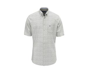 Kurzarmhemd FYNCH-HATTON, Herren, Gr. XL, N-Gr, weiß (horizon), Web, Obermaterial: 100% Baumwolle, bedruckt, gemustert, regular fit normal, ohne Ausschnitt, gerader Abschluss, Hemden, mit Logo Sticker