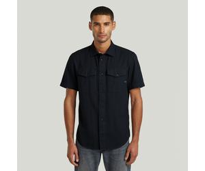 Kurzarmhemd G-STAR "Marine Slim Shirt", Herren, Gr. XL, N-Gr, salute gd, Web, Obermaterial: 100% Baumwolle, schmal, abgesteppte Kante, Hemden, mit aufgesetzten Taschen (27859925-XL) salute gd