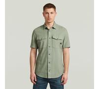 Kurzarmhemd G-STAR "Marine Slim Shirt", Herren, Gr. XXL, N-Gr, lt orphus gd, Web, Obermaterial: 100% Baumwolle, schmal, abgesteppte Kante, Hemden, mit aufgesetzten Taschen (14442961-XXL) lt orphus gd